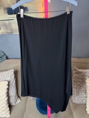 Poleci Black Asymmetrical Skirt Draped Minimalist Soft Stretch size small